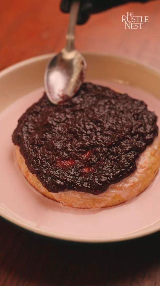Berry compote spread over a pancake