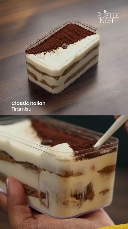 Classic tiramisu in a glass box